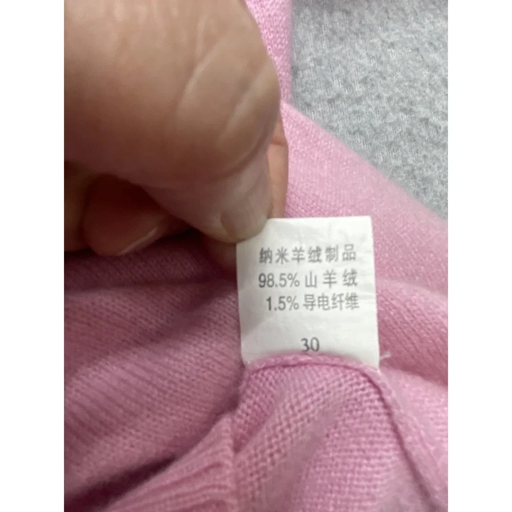 ERDOS Sweater Womens 105 Pink Cashmere Blend V Neck Bow Knit Pullover Top